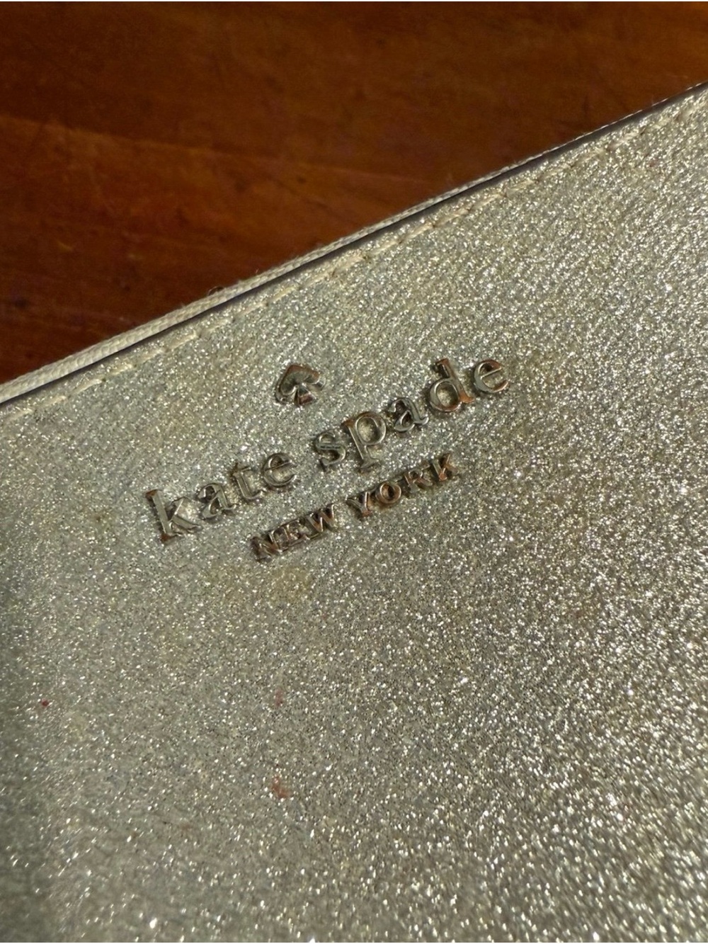 kate spade metallic silver glitter continental zip around wallet